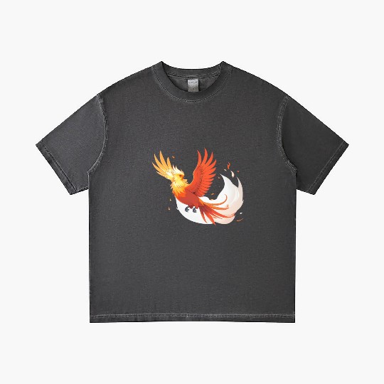 Fiery Mythical Phoenix Illustration Gradient T Shirts