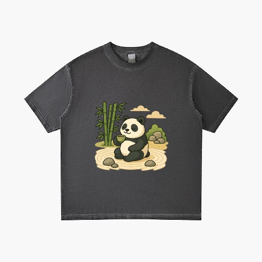 Serene Panda in Bamboo Garden Gradient T Shirts
