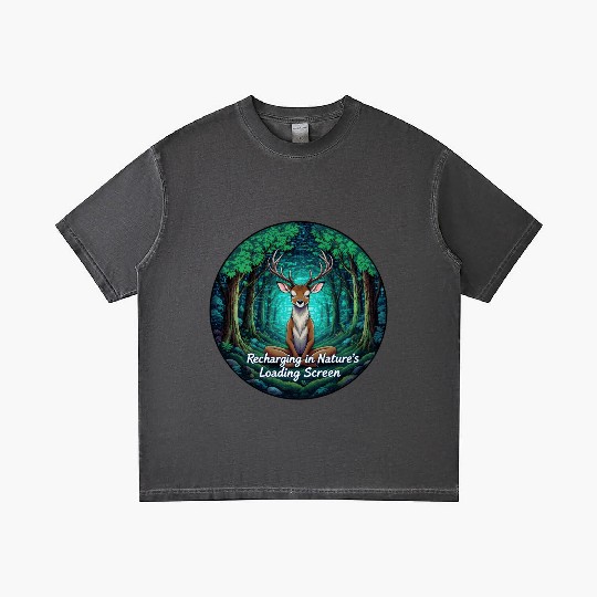 Enchanted Forest Deer Meditation Design Gradient T Shirts