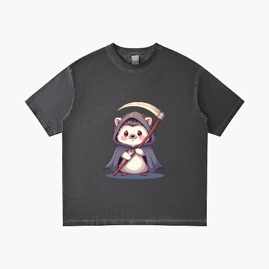 Cute Hooded Hedgehog with Scythe Gradient T Shirts