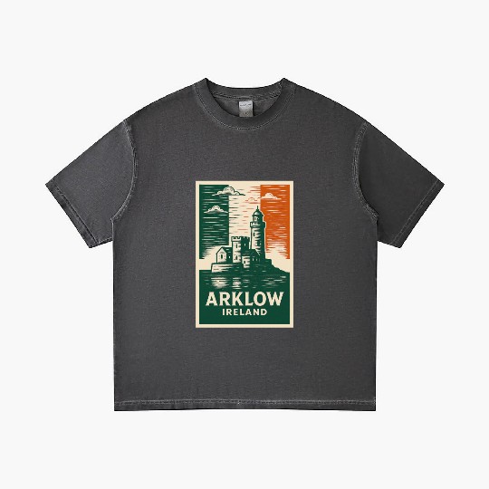 Arklow Lighthouse with Irish Flag Colors Gradient T Shirts