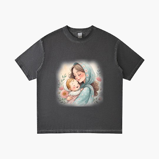islamic Mother and Child Embrace in Blossom Gradient T Shirts