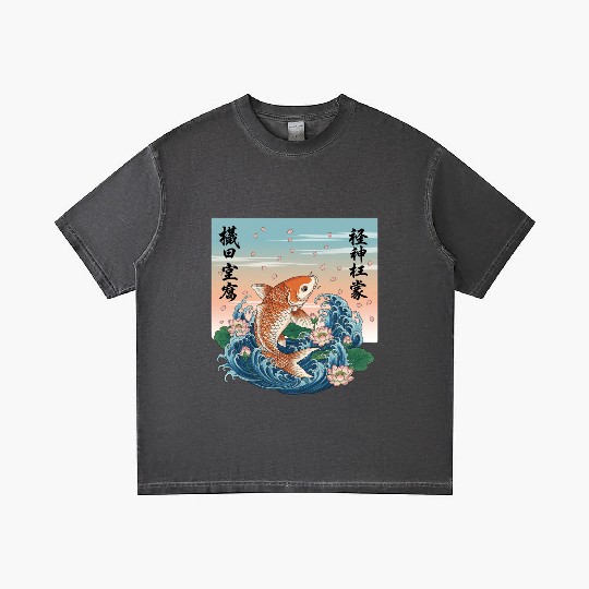 Koi Fish and Lotus Harmony Design Gradient T Shirts