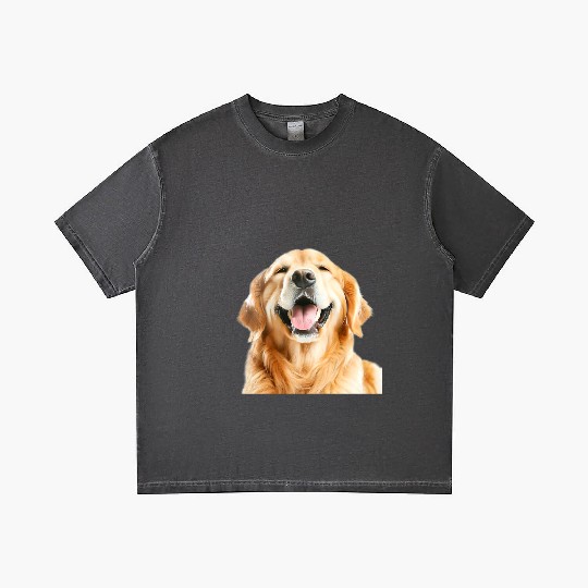 Joyful Golden Retriever Illustration Gradient T Shirts