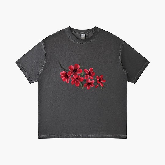 Vivid Red Floral Bouquet Design Gradient T Shirts