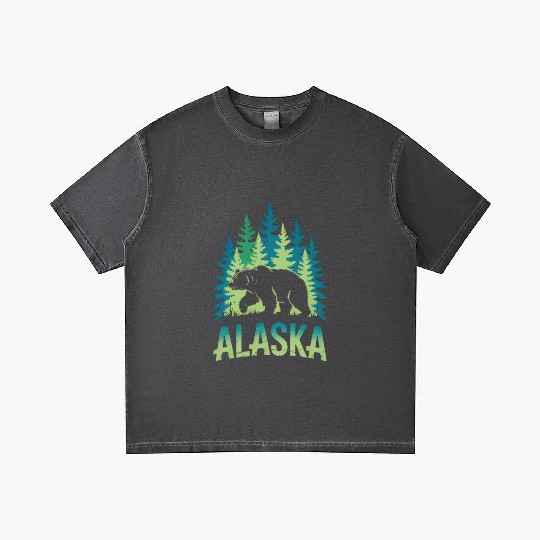 Alaska Wilderness Bear Scene Gradient T Shirts