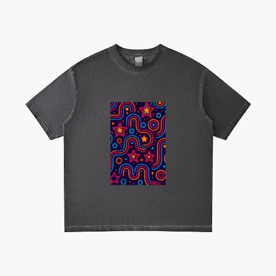 Neon Starburst Cosmic Pattern Gradient T Shirts