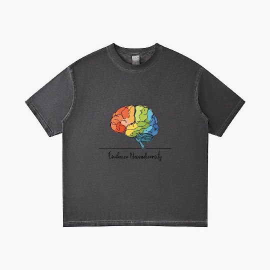 Embrace Neurodiversity - Line Art Rainbow Brain Gradient T Shirts