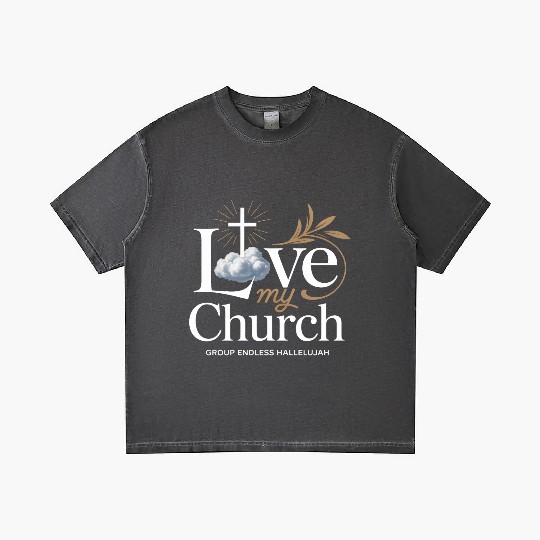 I Love My Church Cross Christian Streetwear Gradient T Shirts