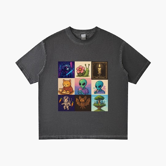 Whimsical Celestial Animal and Alien Designs Gradient T Shirts