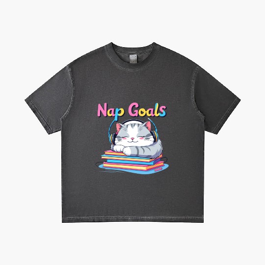 Cute Cat Nap Goals Design Gradient T Shirts