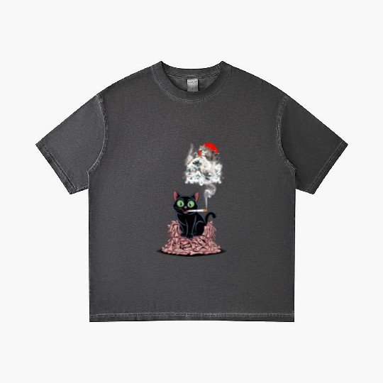 Black Cat Smoking Cigarette Catzilla Gradient T Shirts