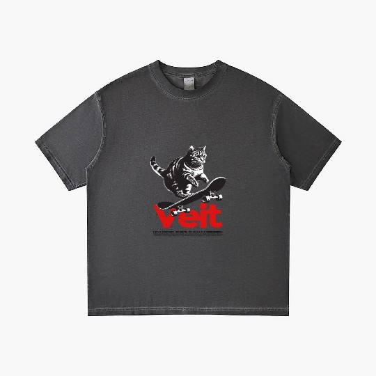 Cool Cat Skateboard with cute Boy Name VEIT Gradient T Shirts
