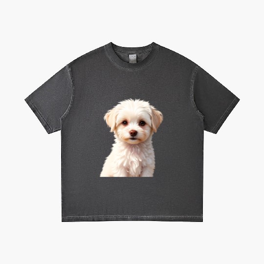 Adorable White Puppy Portrait Design Gradient T Shirts
