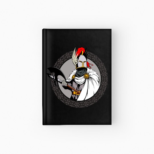 ancient warrior Sparta ax helmet raincoat pattern Hardcover Journal