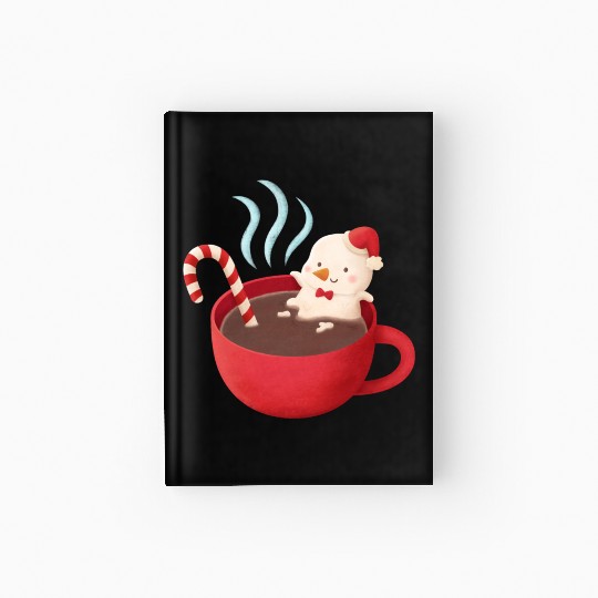 Cute Snowman in Hot Cocoa Hardcover Journal