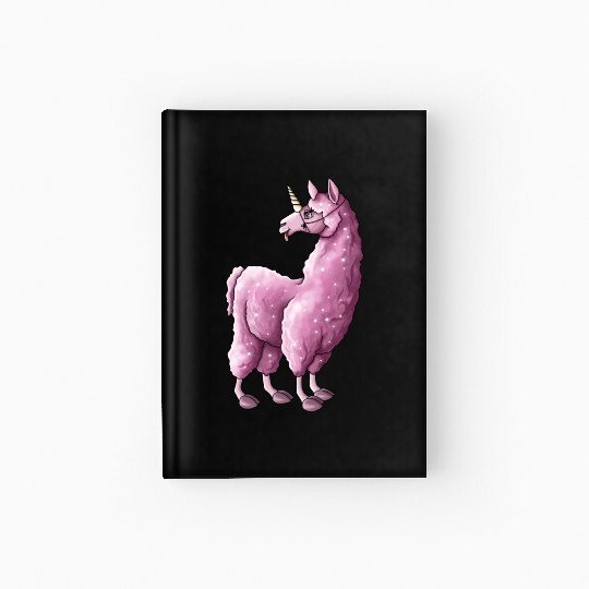 Fluffy llama unicorn pink illustration cartoon Hardcover Journal