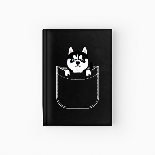 Husky In Pocket Funny Cute Puppy Expression Hardcover Journal