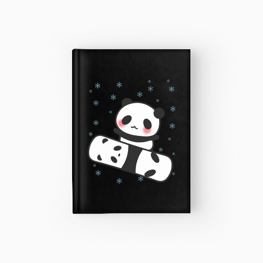 Panda Snowboard Funny Face Cute Blush Cheers Hardcover Journal