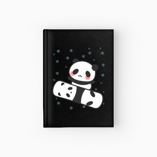 Panda Snowboard Funny Face Cute Blush Cheers Hardcover Journal
