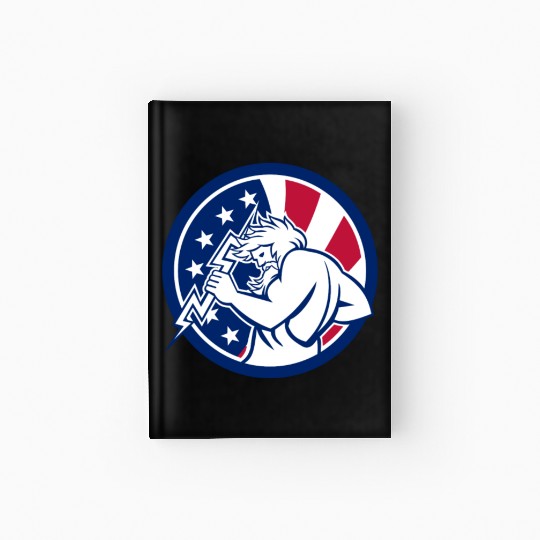 Zeus With Thunderbolt USA Flag Icon Hardcover Journal