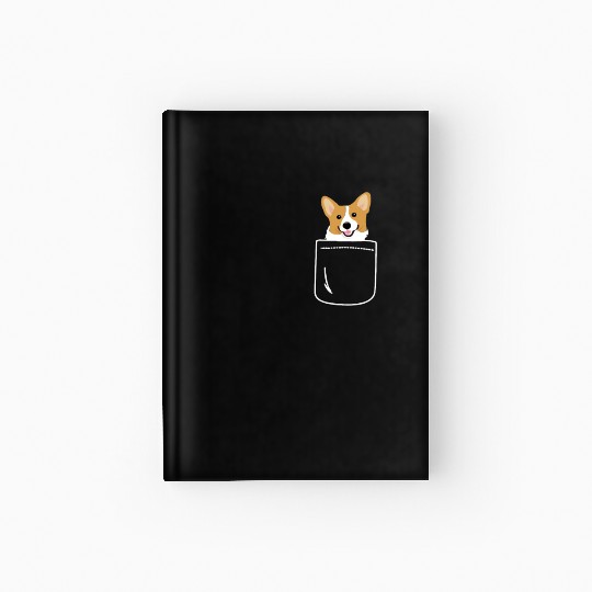 Corgi In Pocket Funny Cute Puppy Big Happy Smile Hardcover Journal