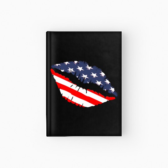 4th July US Patriotic Lips America Kiss Election Hardcover Journal