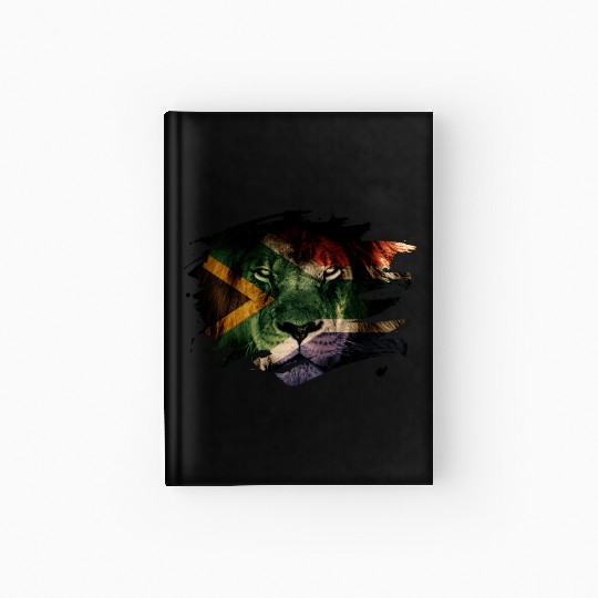 South Africa Flag & African Lion Picture Hardcover Journal