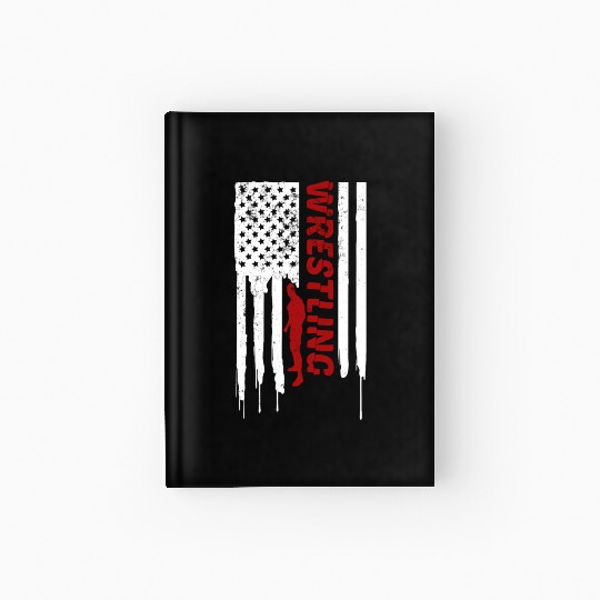 VINTAGE WRESTLING AMERICAN FLAG FUNNY GIFT Hardcover Journal