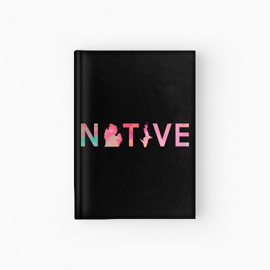 native michigan pink watercolor Hardcover Journal