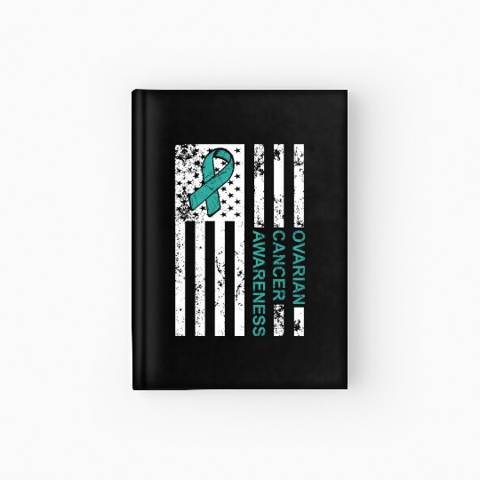 USA Flag Ovarian Cancer Awareness Hardcover Journal