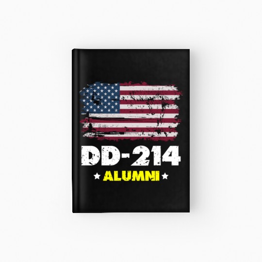 DD-214 Us Armed Forces Alumni American Flag Hardcover Journal