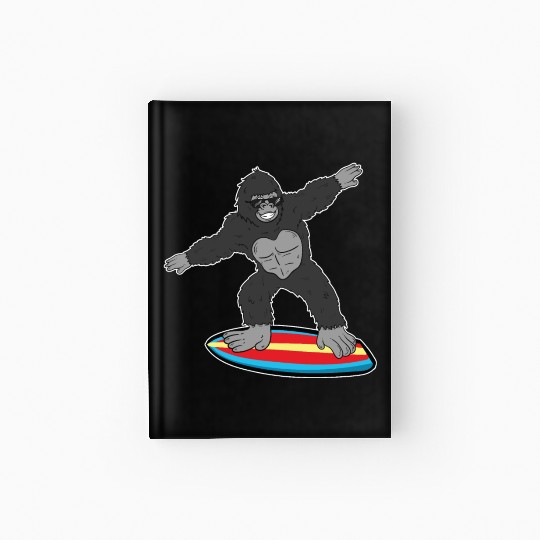 Gorilla Mokey Ape Surfing Surf Gift & Present Hardcover Journal