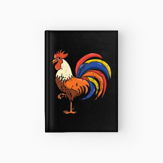 Retro Vintage Grunge Style Rooster Hardcover Journal