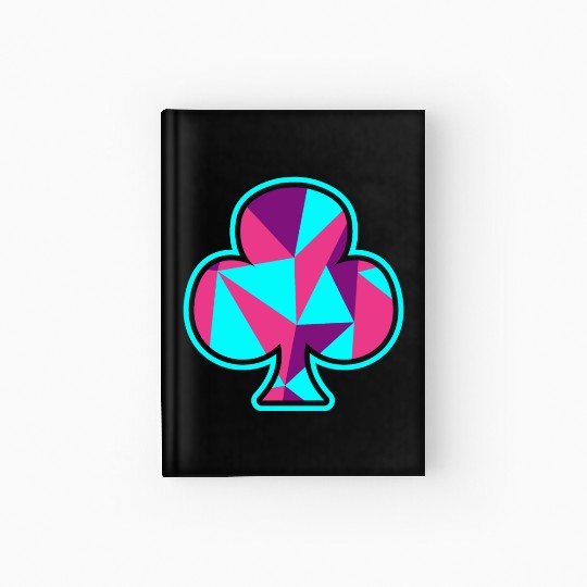 Playing card clover gift game player poker neon Hardcover Journal