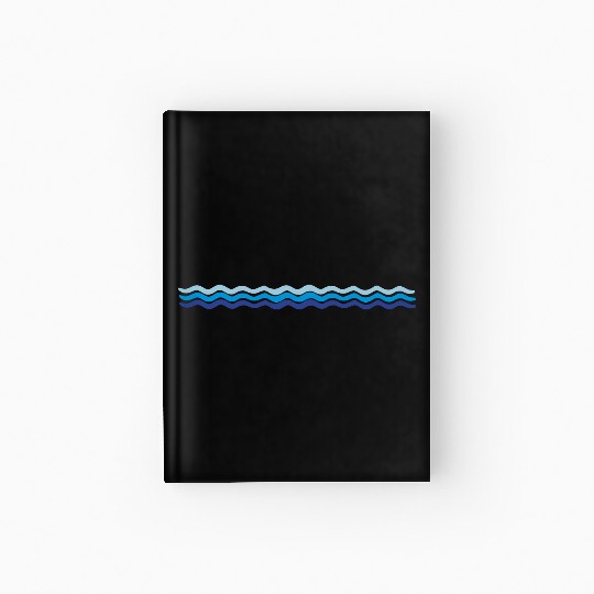 sea 3 waves lines track swimming water vacation va Hardcover Journal