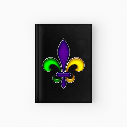 Fleur De Lis Mardi Gras Glossy Lily Hardcover Journal