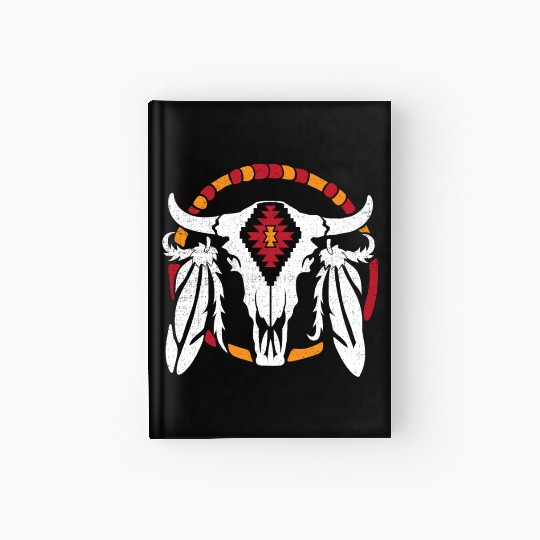 Aztec Pattern Cow Skull Cowboy Indian Mexican Hardcover Journal