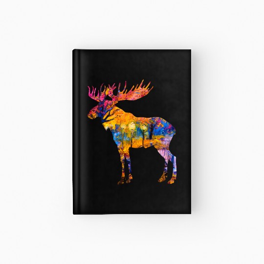 Colorful Canadian Moose Hardcover Journal Abstract Paint Wild