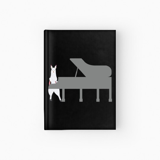 Cute Alpaca Llama Playing Piano Musician Gift Hardcover Journal