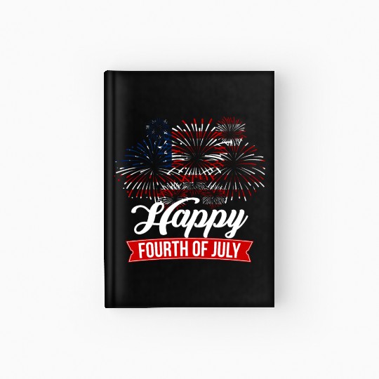 Fourth Of July Hardcover Journal USA Flag Fireworks 4th of