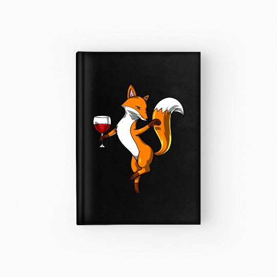 Cute Fox Wine Drinking Lover Party Hardcover Journal