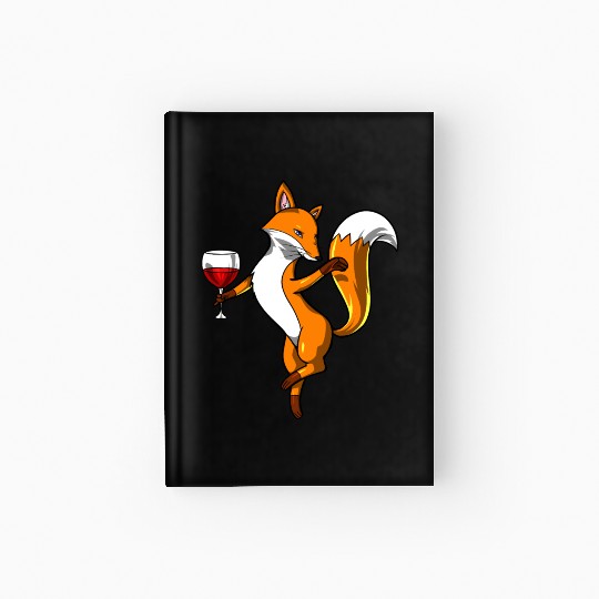 Cute Fox Wine Drinking Lover Party Hardcover Journal