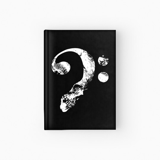 guitar bass skull bass clef osn black and white sh Hardcover Journal