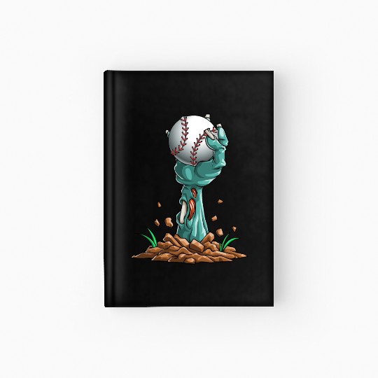 Zombie Hands Baseball Funny Halloween Horror Scary Hardcover Journal