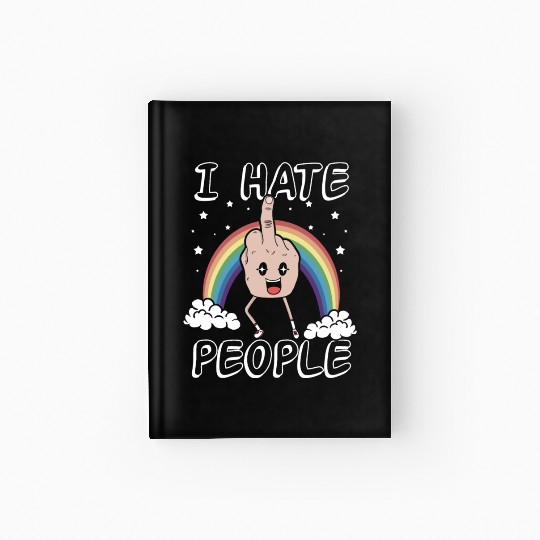 I Hate People Middle Finger Funny Rainbow Gift Hardcover Journal