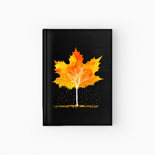 Maple Leaf Autumn Orange Fall Leaves Hardcover Journal