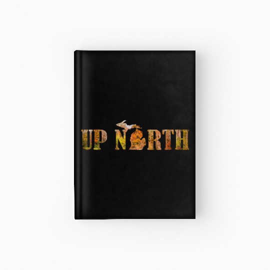 Up North Michigan Fall Leaves Silhouette Design Hardcover Journal