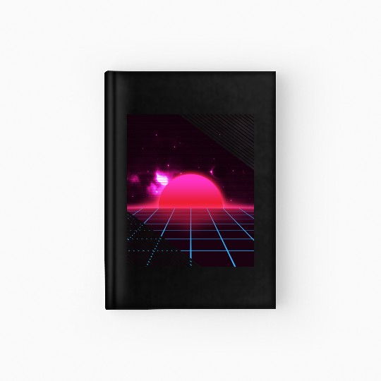 Sundown sunrise Scenery in a Retro 80s 90s Grid Hardcover Journal