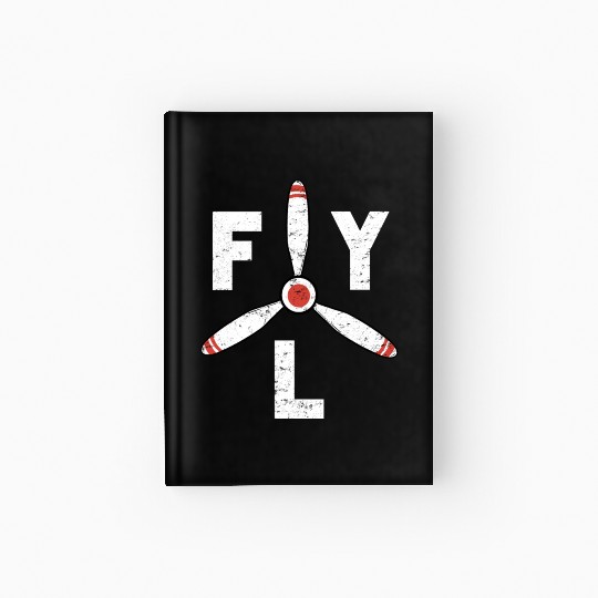 Fly Propeller Aircraft Aviation Hardcover Journal